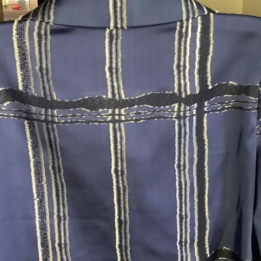 Chico's Blue‎ and White Plaid Blazer